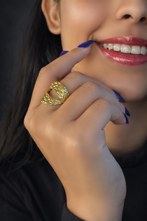 Dual Layer Cut-Out Textured -Adjustable  Ring