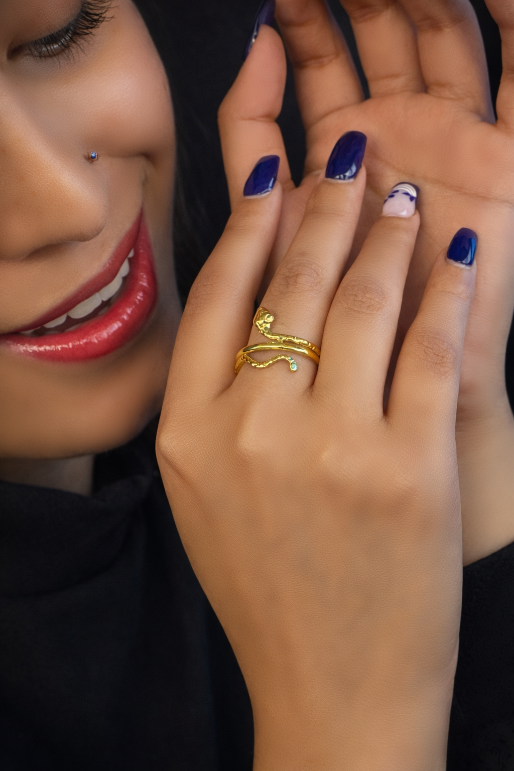Snake Design - Adjustable Ring ( Trendy Wrap Around Serpent Ring )