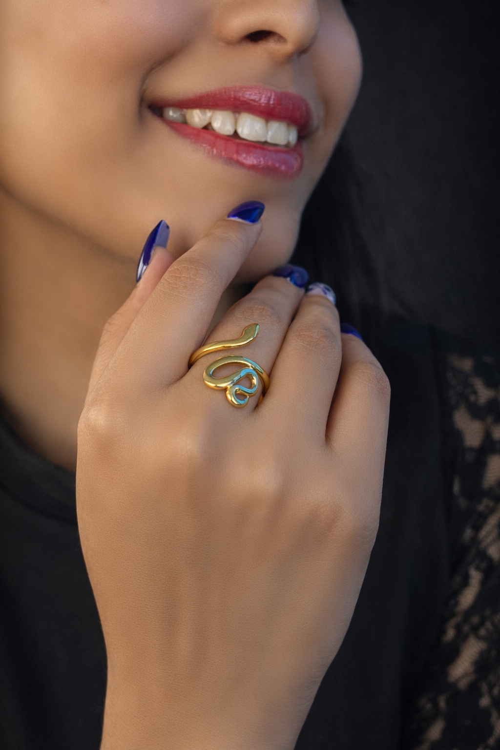 Elegant Gold-Plated Abstract Swirl Adjustable Ring