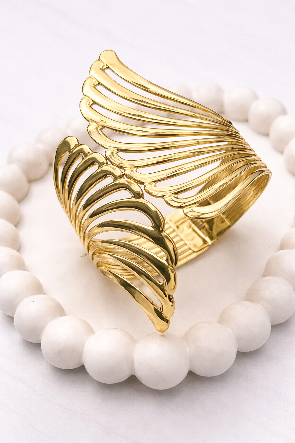 Wing Design Cuff Bracelet – Bold Statement Open Bangle