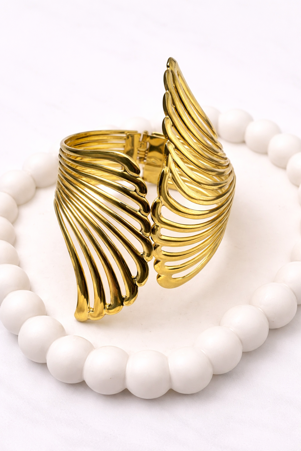 Wing Design Cuff Bracelet – Bold Statement Open Bangle