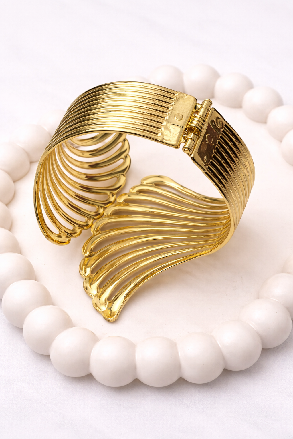 Wing Design Cuff Bracelet – Bold Statement Open Bangle