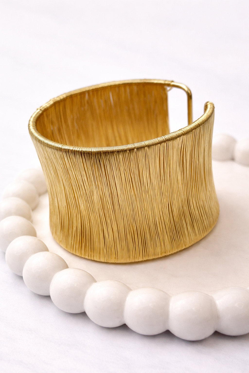 Textured Wide Cuff Bracelet – Minimal Statement Open Bangle
