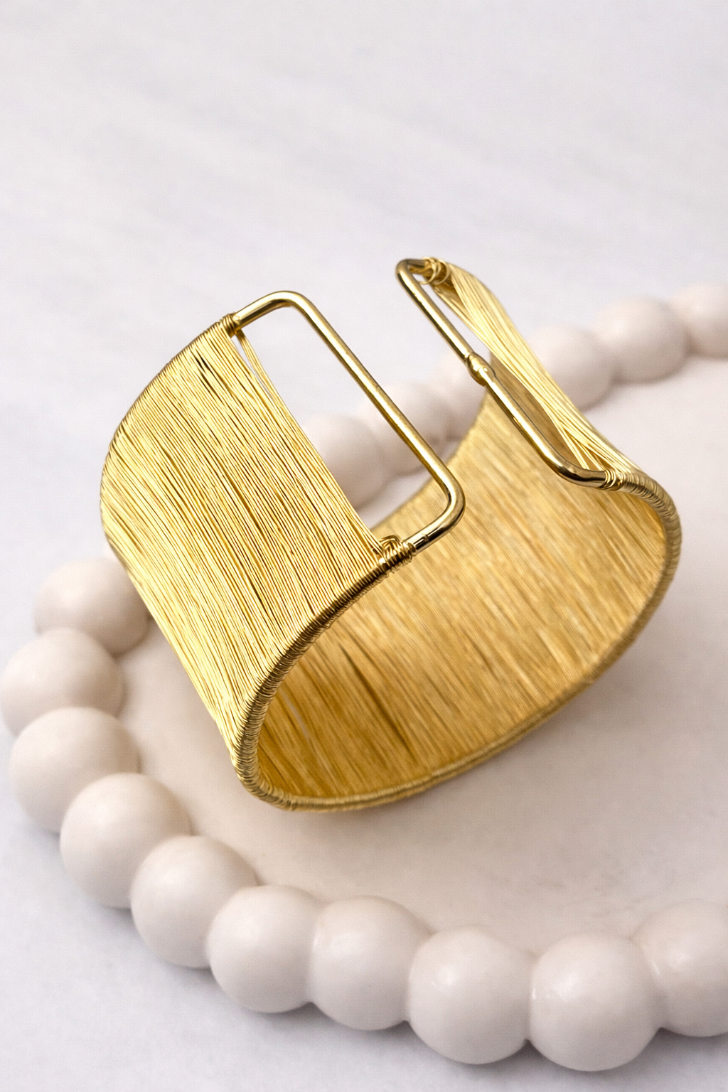 Textured Wide Cuff Bracelet – Minimal Statement Open Bangle