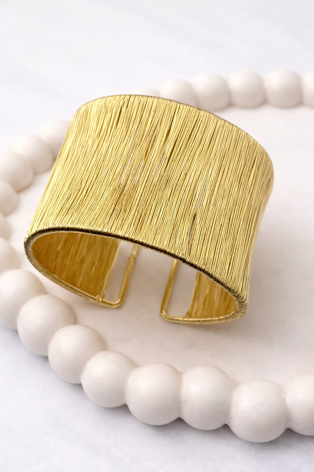 Textured Wide Cuff Bracelet – Minimal Statement Open Bangle