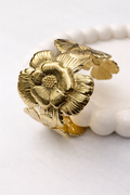 3D Floral Cuff Bracelet – Bold Statement Flower Open Bangle