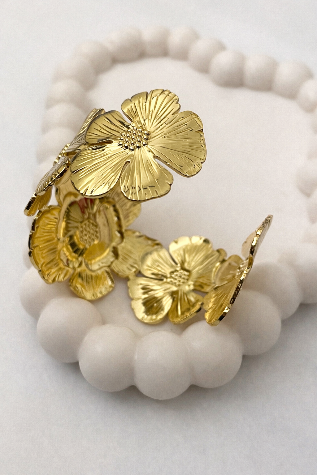 3D Floral Cuff Bracelet – Bold Statement Flower Open Bangle