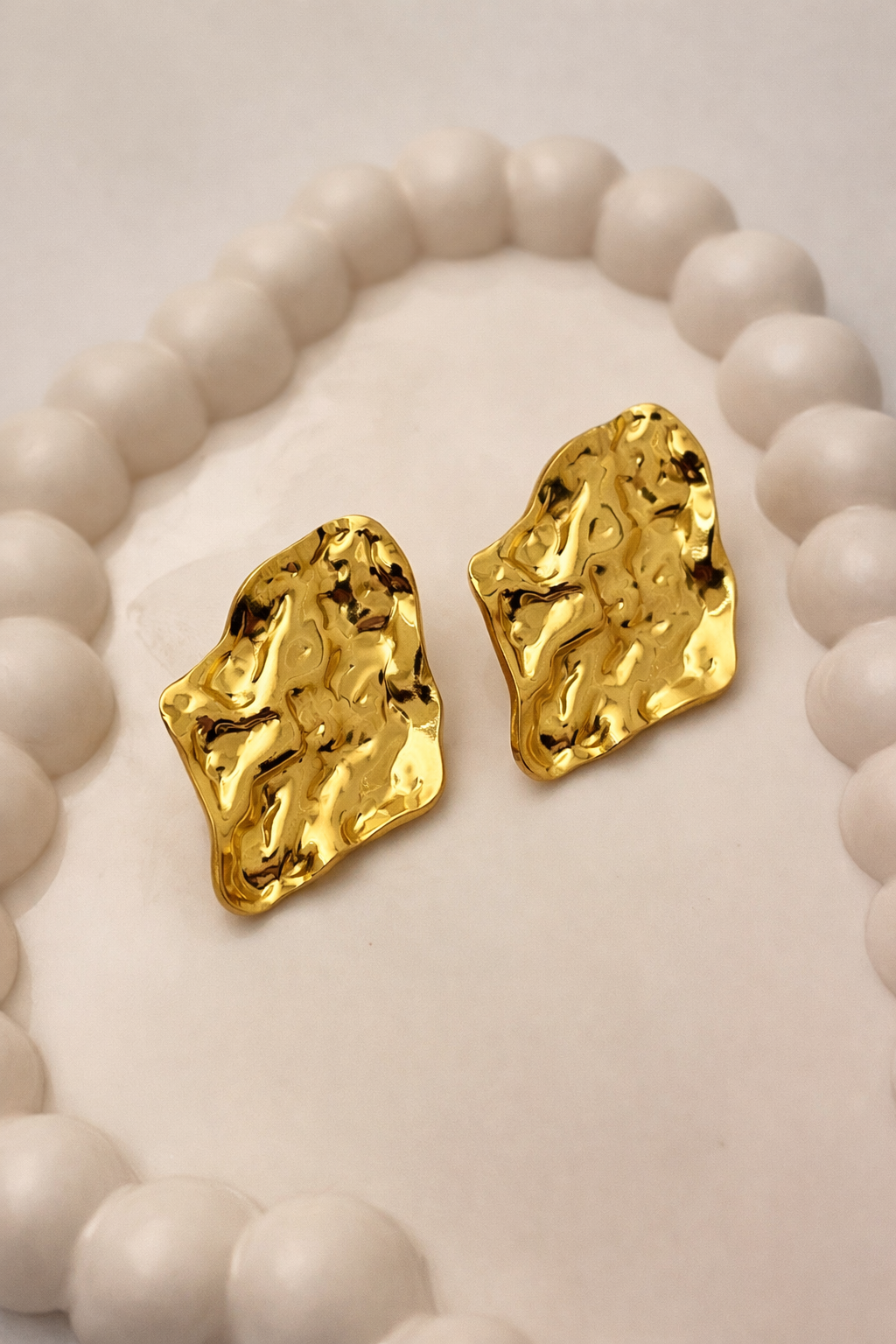 Abstract Textured Stud Earrings – Modern Sculpted Design