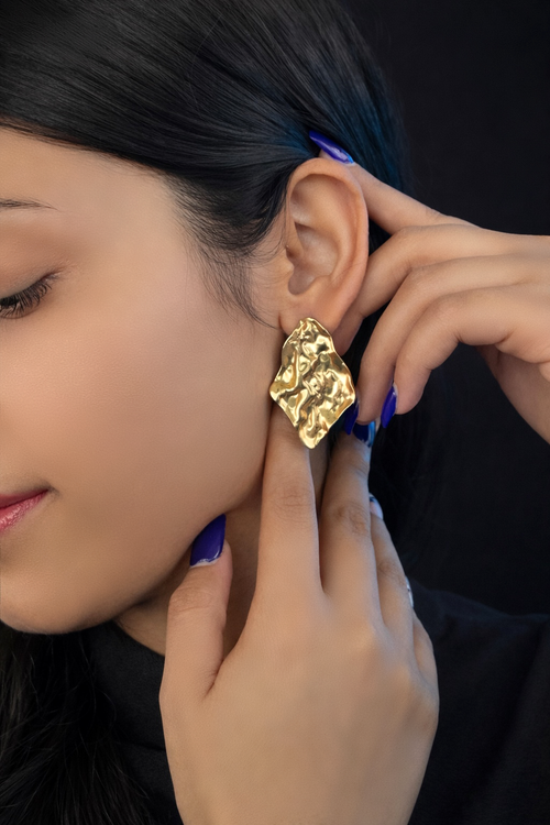 Abstract Textured Stud Earrings – Modern Sculpted Design