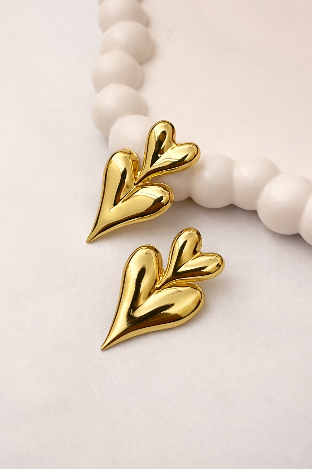 Double Heart Stud Earrings – Minimal Romantic Design