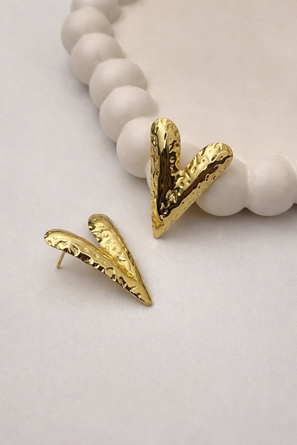 Gold Heart Stud Earrings – Minimal Statement Design