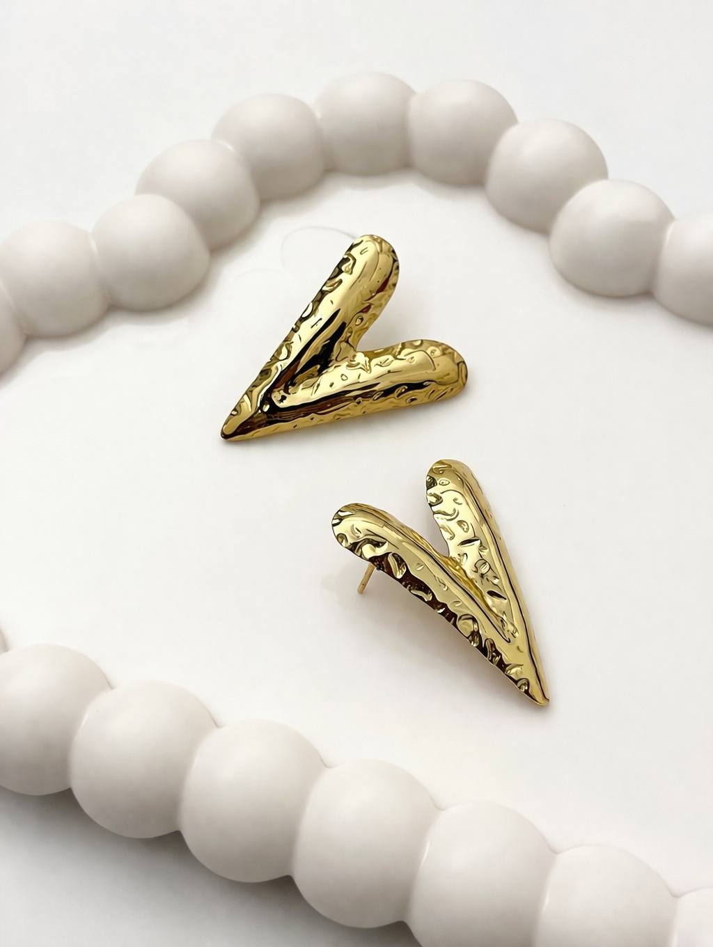 Gold Heart Stud Earrings – Minimal Statement Design