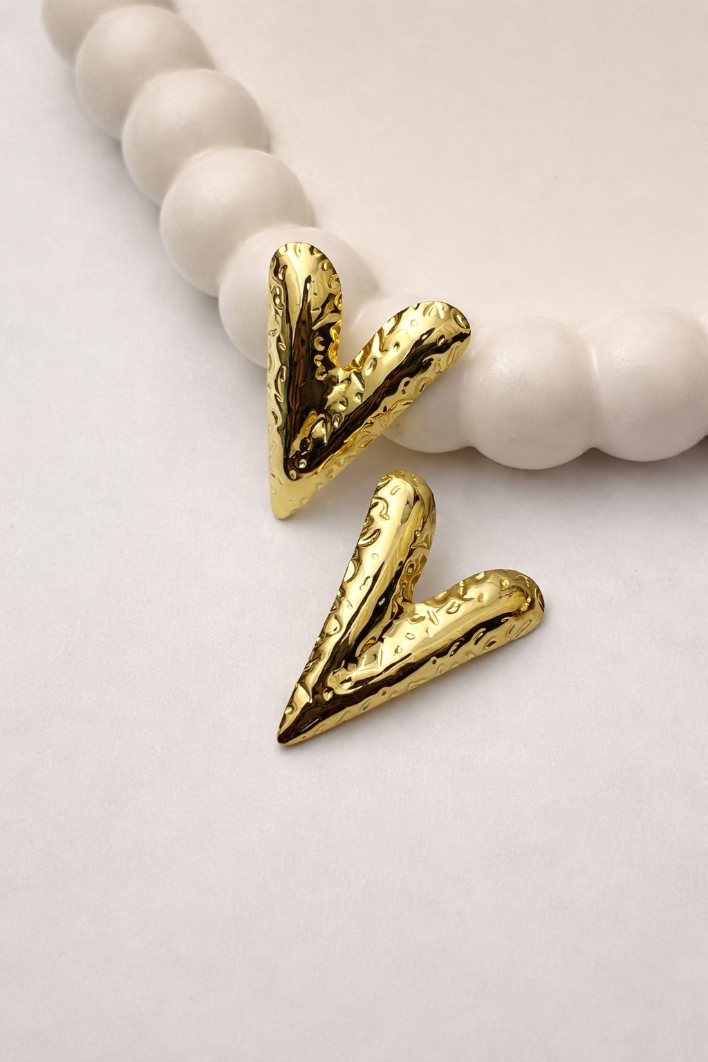 Gold Heart Stud Earrings – Minimal Statement Design