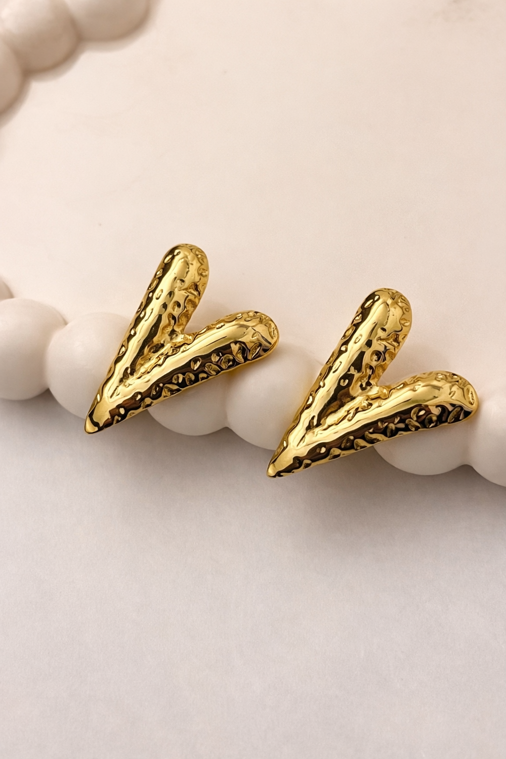 Gold Heart Stud Earrings – Minimal Statement Design