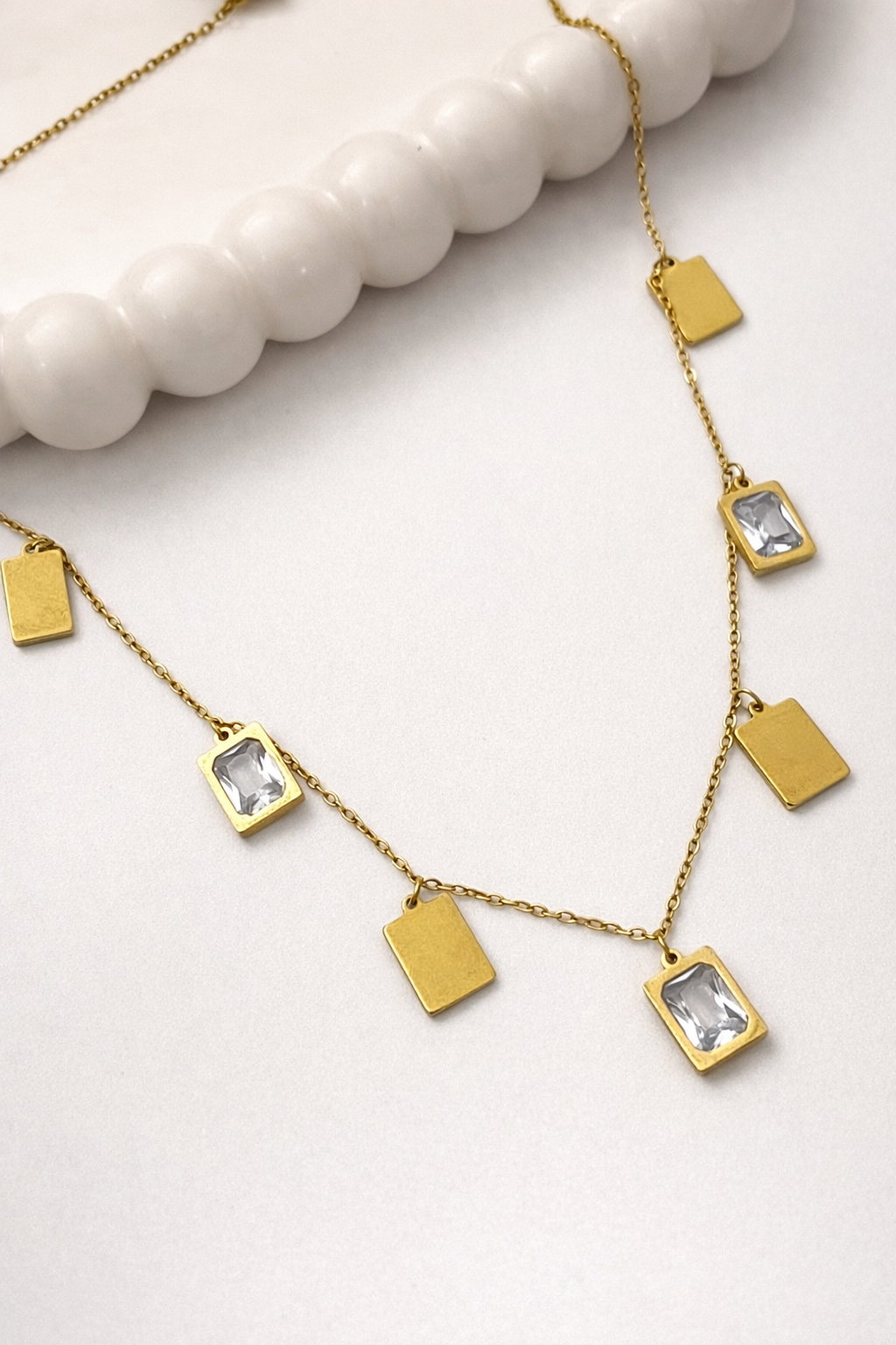 Golden Charm Crystal Accent Necklace