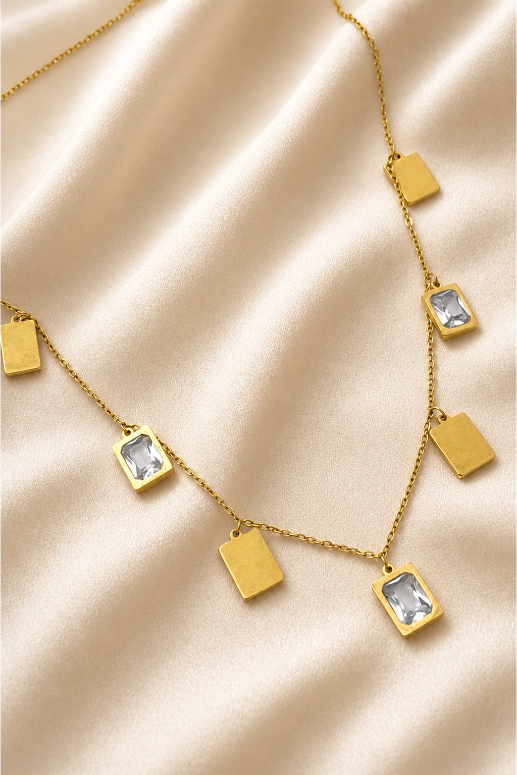 Golden Charm Crystal Accent Necklace