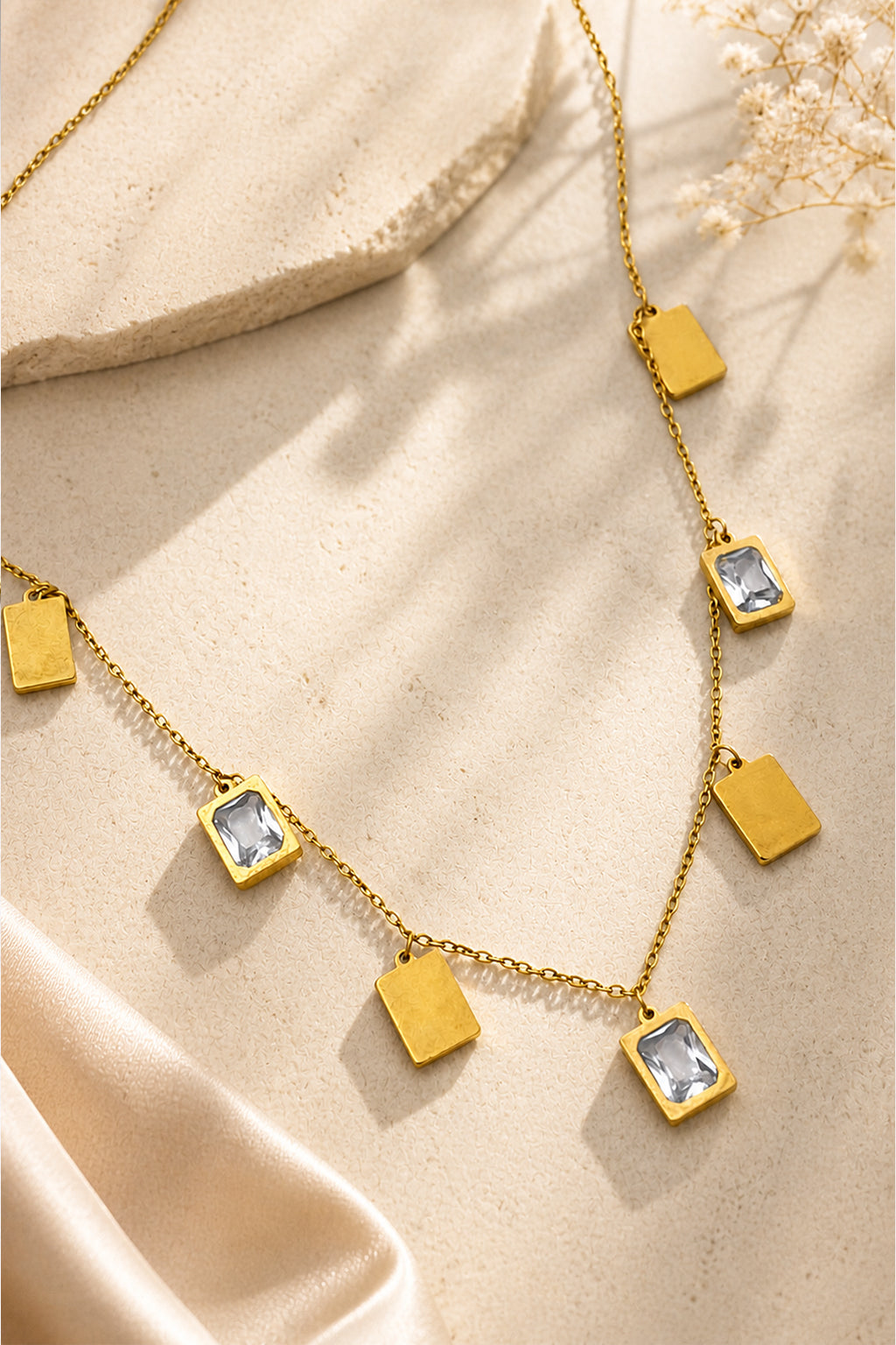 Golden Charm Crystal Accent Necklace