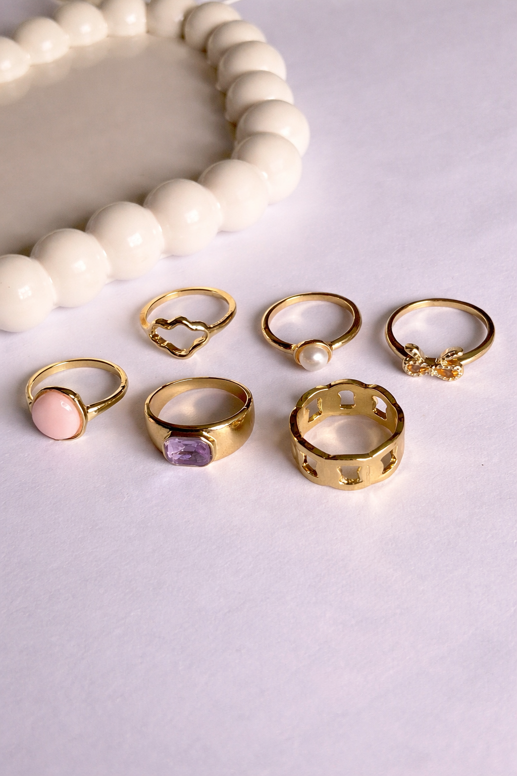 Trendy Gold-Plated Multi-Design Ring Combo Set (Pack of 6)