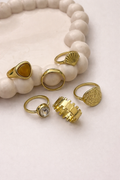 Premium Gold-Plated Statement Ring Combo Set (Pack of 6)
