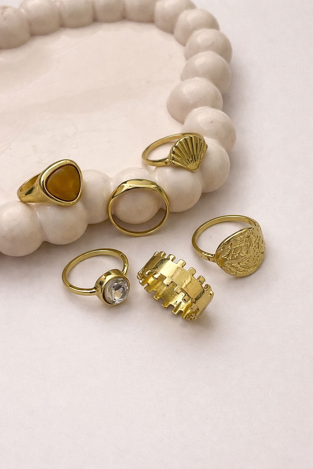 Premium Gold-Plated Statement Ring Combo Set (Pack of 6)