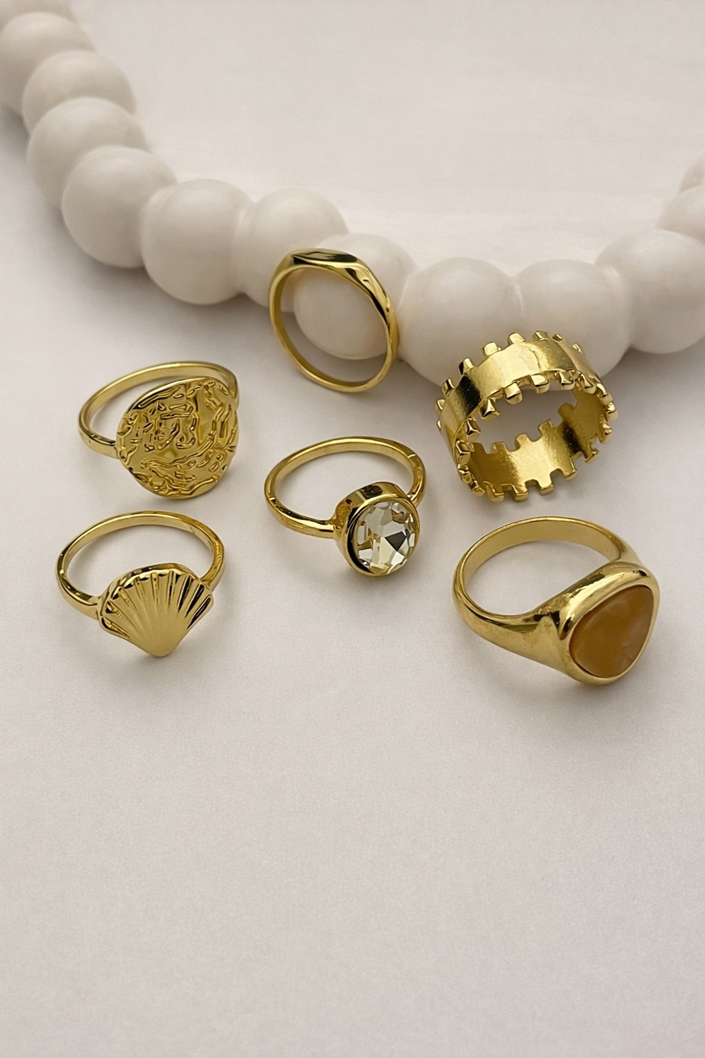Premium Gold-Plated Statement Ring Combo Set (Pack of 6)