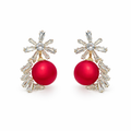 Ruby Bloom Crystal Drop Earrings